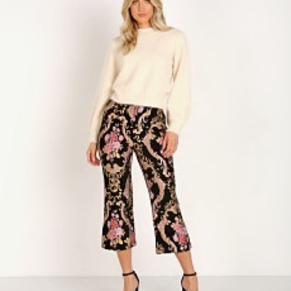 for love and lemons black floral pants